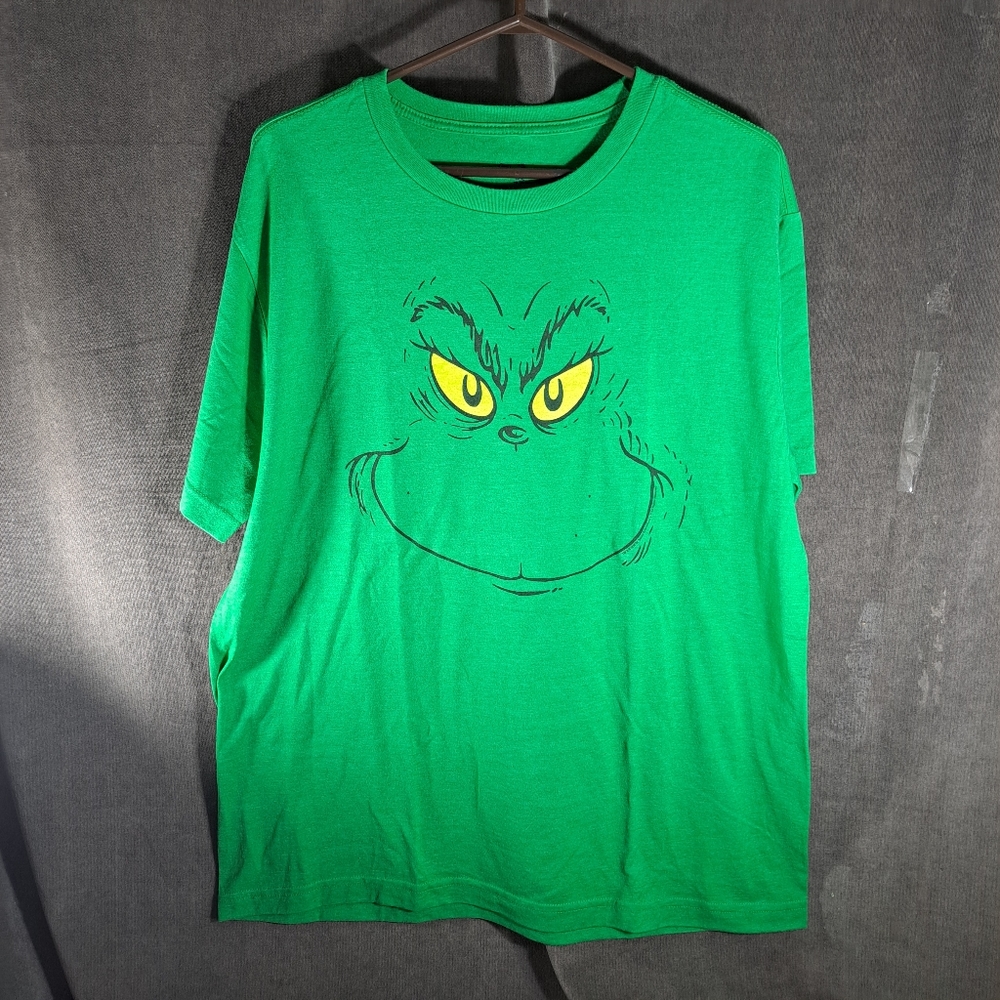 Gap Dr. Seuss The Grinch Big Grinch Full Face Green Graphic Tee VG+ US XL